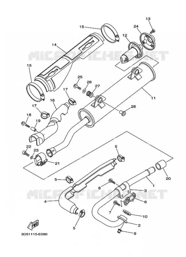 ECHAPPEMENT Yamaha QUAD 350 2008 WOLVERINE 2WD  YFM350AS YFM35XX WOLVERINE 2WD