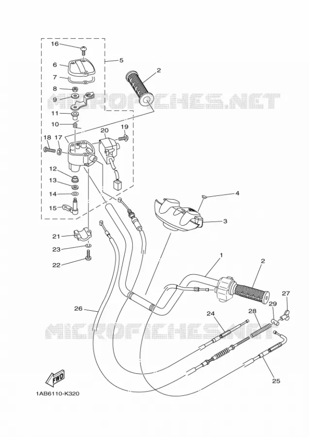 GUIDON ET CABLES Yamaha QUAD 350 2013 GRIZZLY  YFM350FWA YFM35FGD