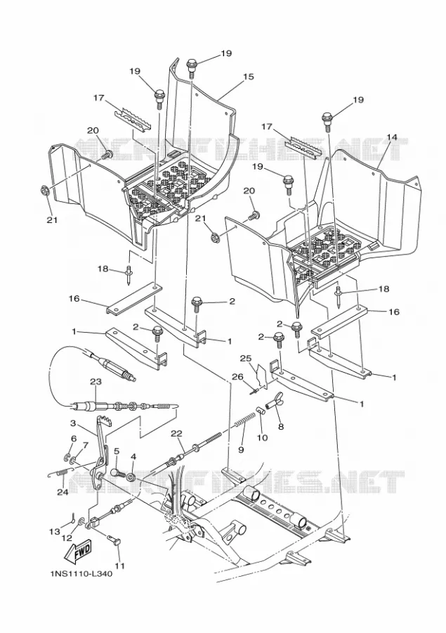 SUPPORT / REPOSE PIEDS Yamaha QUAD 350 2013 GRIZZLY  YFM350FWA YFM35FGD