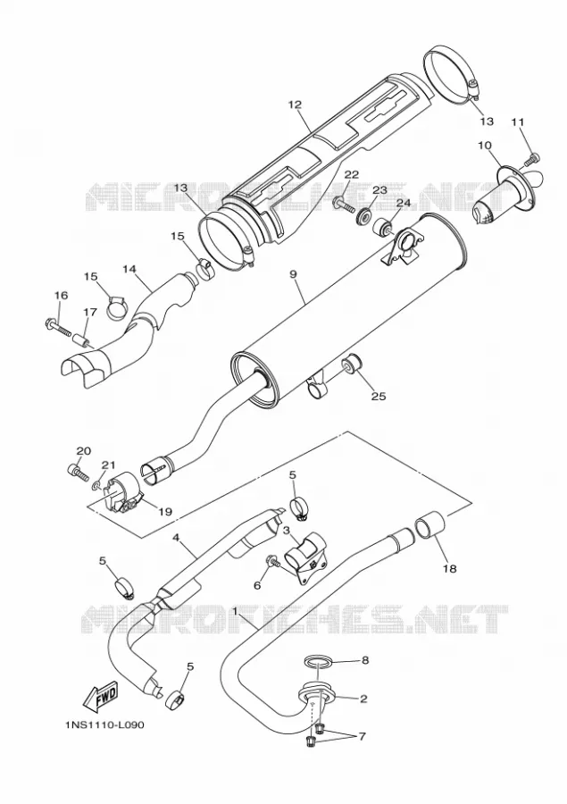 ECHAPPEMENT Yamaha QUAD 350 2013 GRIZZLY  YFM350FWA YFM35FGD