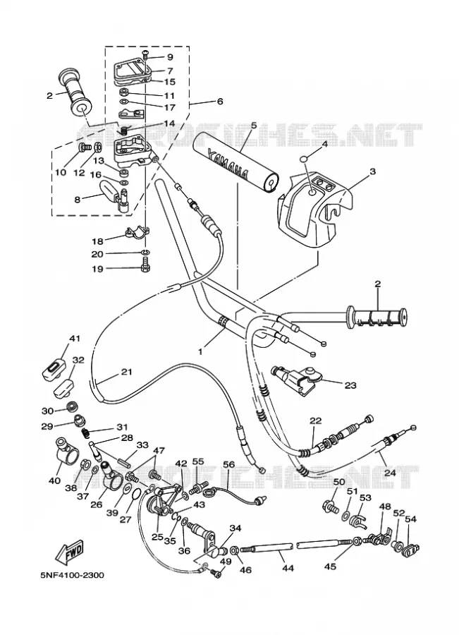 GUIDON ET CABLES Yamaha QUAD 350 2002 WARRIOR  YFM350X YFM350XP WARRIOR