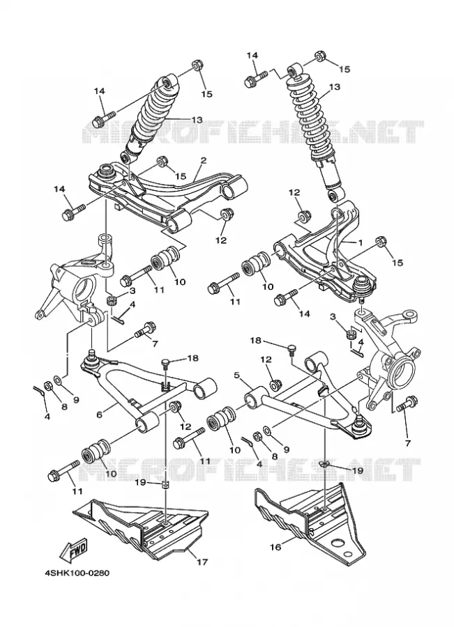 SUSPENSION / ROUE AVANT Yamaha QUAD 400 2000 YFM  YFM400FW