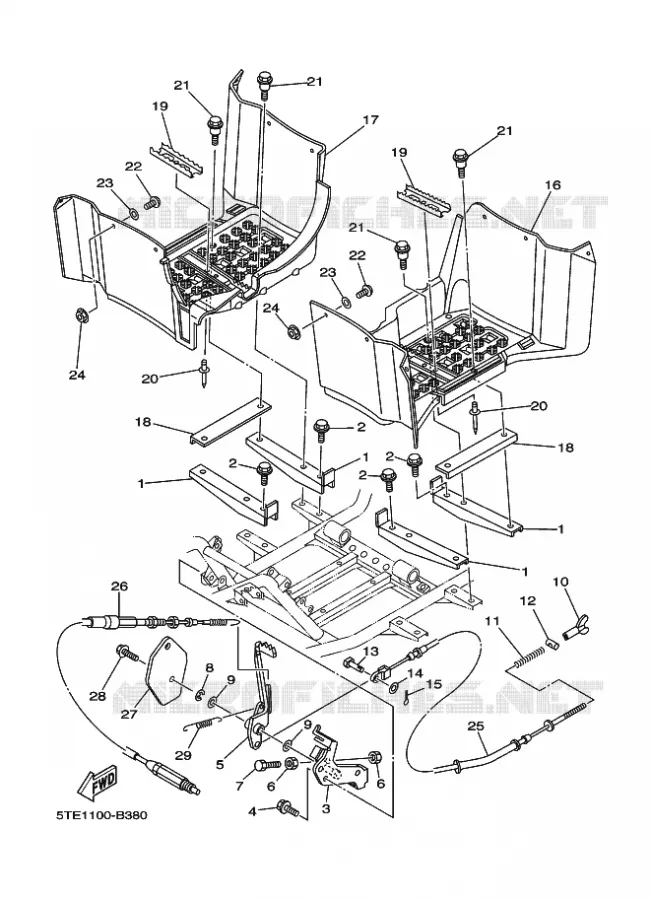 SUPPORT / REPOSE PIEDS Yamaha QUAD 400 2003 KODIAK  YFM400FWAN YFM4FAR KODIAK 400