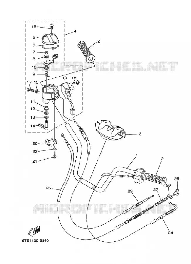 GUIDON ET CABLES Yamaha QUAD 400 2003 KODIAK 4WD  YFM400FWAN YFM400FAR KODIAK 4WD