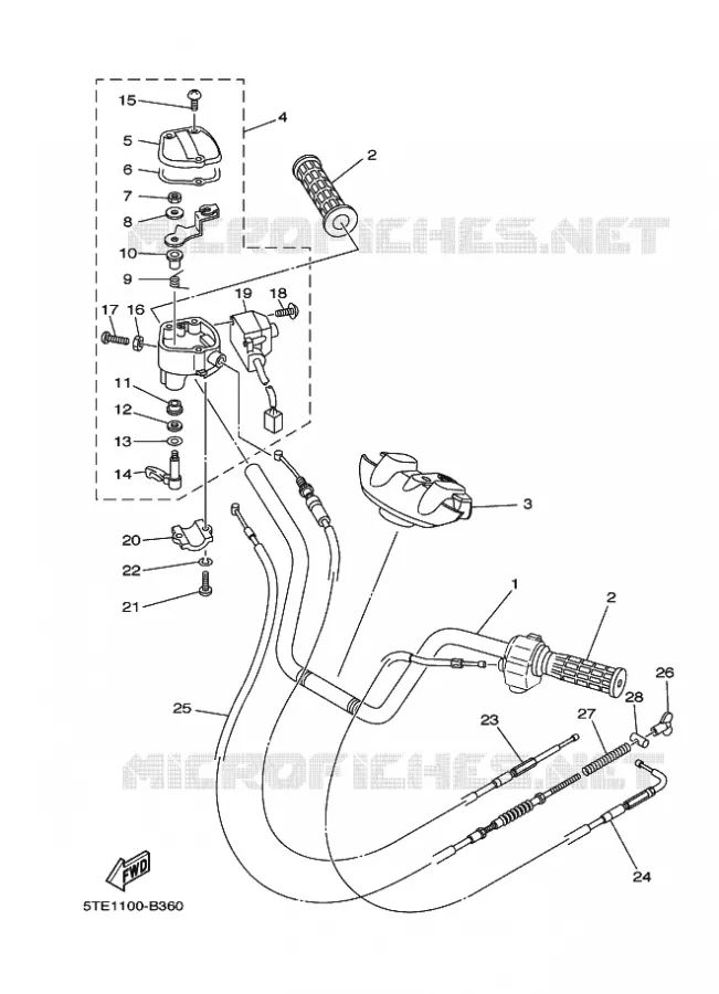 GUIDON ET CABLES Yamaha QUAD 400 2003 KODIAK 4WD  YFM400FWAN YFM400FAR KODIAK 4WD