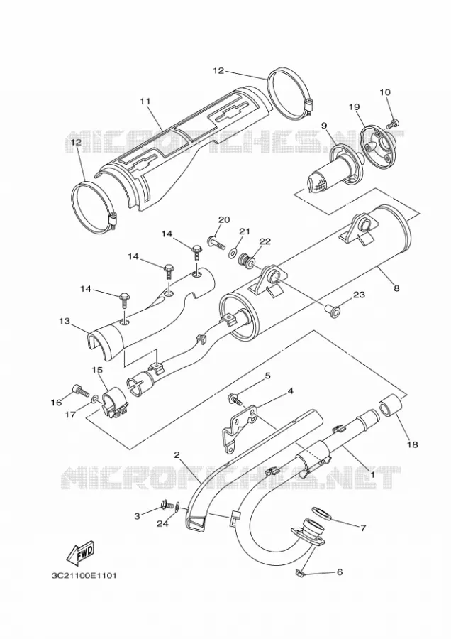 ECHAPPEMENT Yamaha QUAD 450 2006 WOLVERINE 4WD  YFM450FAS YFM45FXV WOLVERINE 4WD