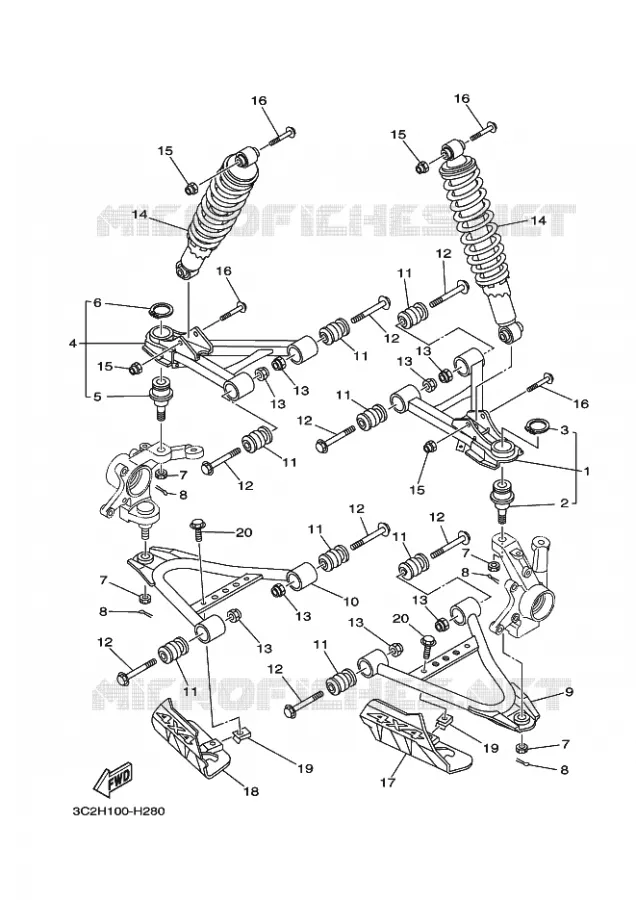 SUSPENSION / ROUE AVANT Yamaha QUAD 450 2010 WOLVERINE  YFM450FAS