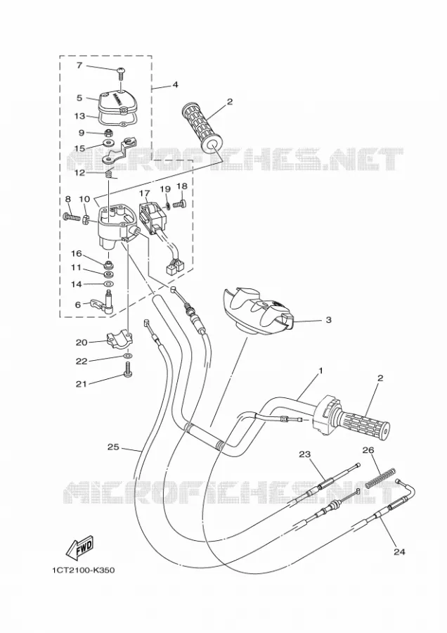GUIDON ET CABLES Yamaha QUAD 450 2011 GRIZZLY  YFM450FWAD YFM45FGPA GRIZZLY 450