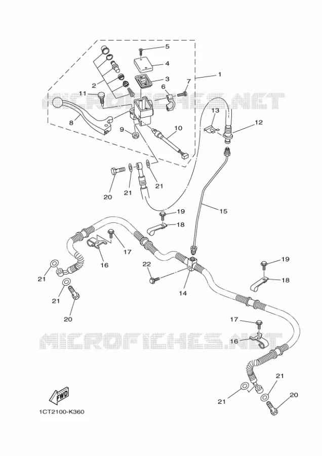 MAITRE CYLINDRE DE FREIN AVANT Yamaha QUAD 450 2011 GRIZZLY  YFM450FWAD YFM45FGPSA GRIZZLY 450