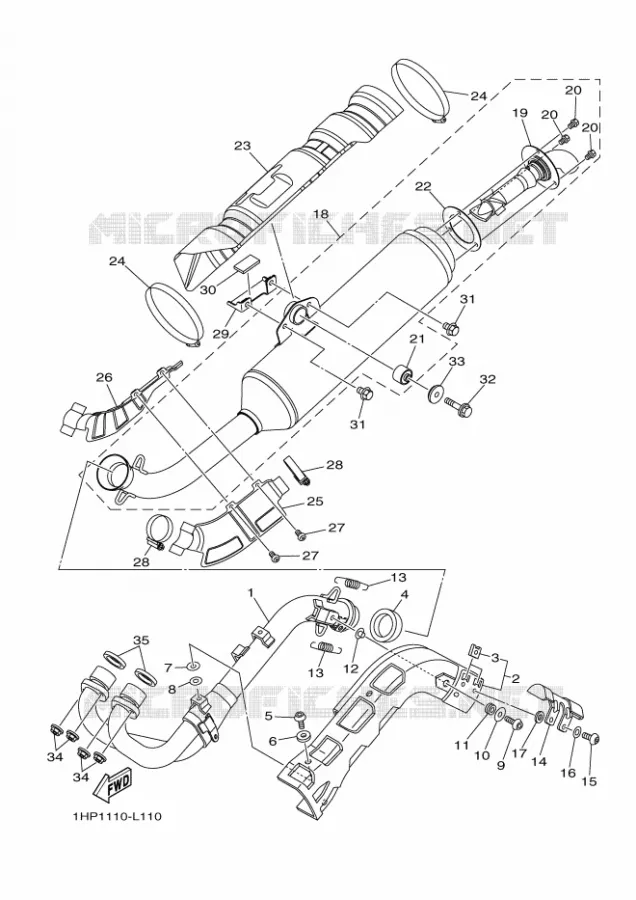 ECHAPPEMENT Yamaha QUAD 550 2013 GRIZZLY  YFM550FWAD YFM5FGPAD