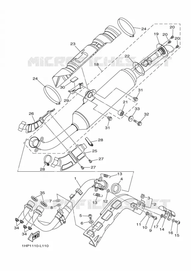 ECHAPPEMENT Yamaha QUAD 550 2013 GRIZZLY  YFM550FWAD YFM5FGPLED