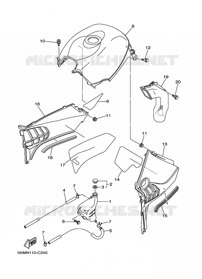 COUVERCLE LATERAL Yamaha QUAD 660 2004 GRIZZLY  YFM660FWA YFM660FS GRIZZLY LIMITED