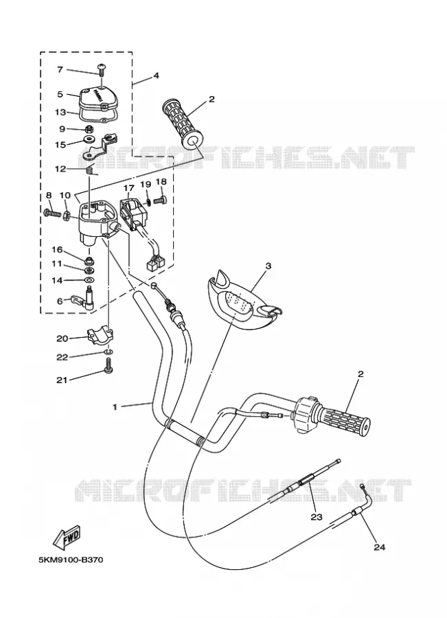 GUIDON ET CABLES Yamaha QUAD 660 2005 GRIZZLY  YFM660FWA YFM66FAT GRIZZLY