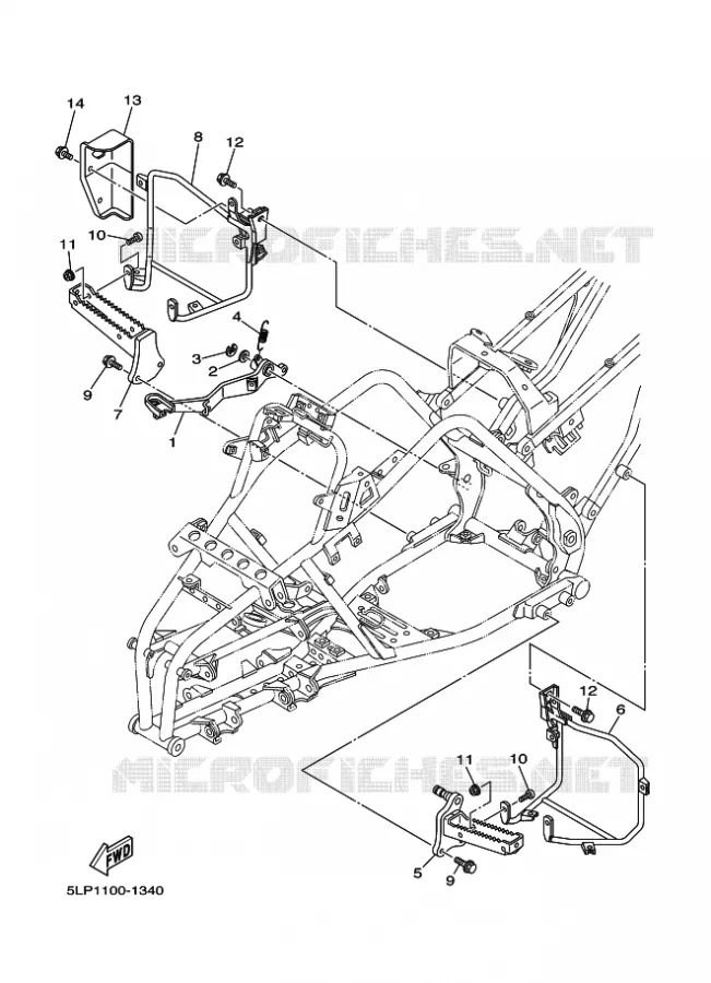 SUPPORT / REPOSE PIEDS Yamaha QUAD 660 2001 RAPTOR  YFM660R
