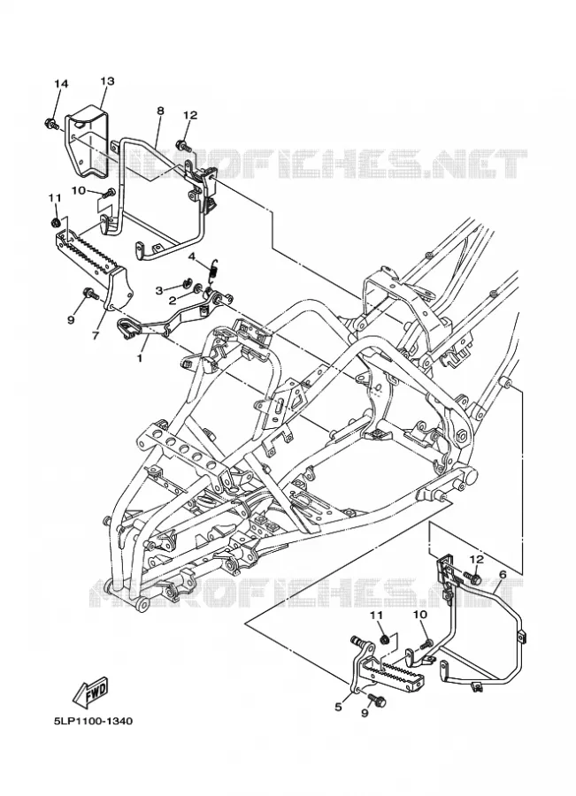 SUPPORT / REPOSE PIEDS Yamaha QUAD 660 2004 RAPTOR  YFM660R YFM660RS