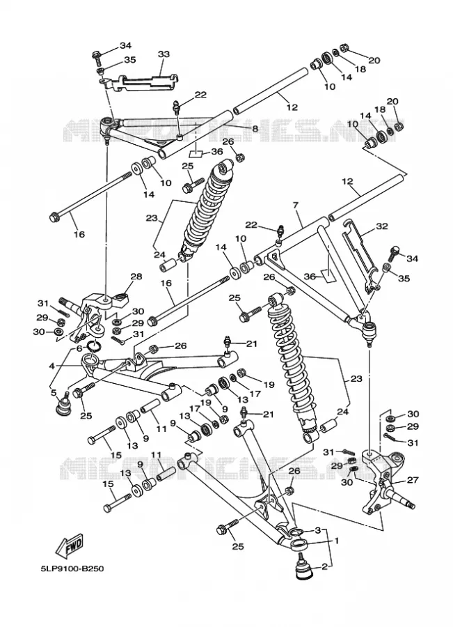SUSPENSION / ROUE AVANT Yamaha QUAD 660 2005 RAPTOR  YFM660R YFM660RT