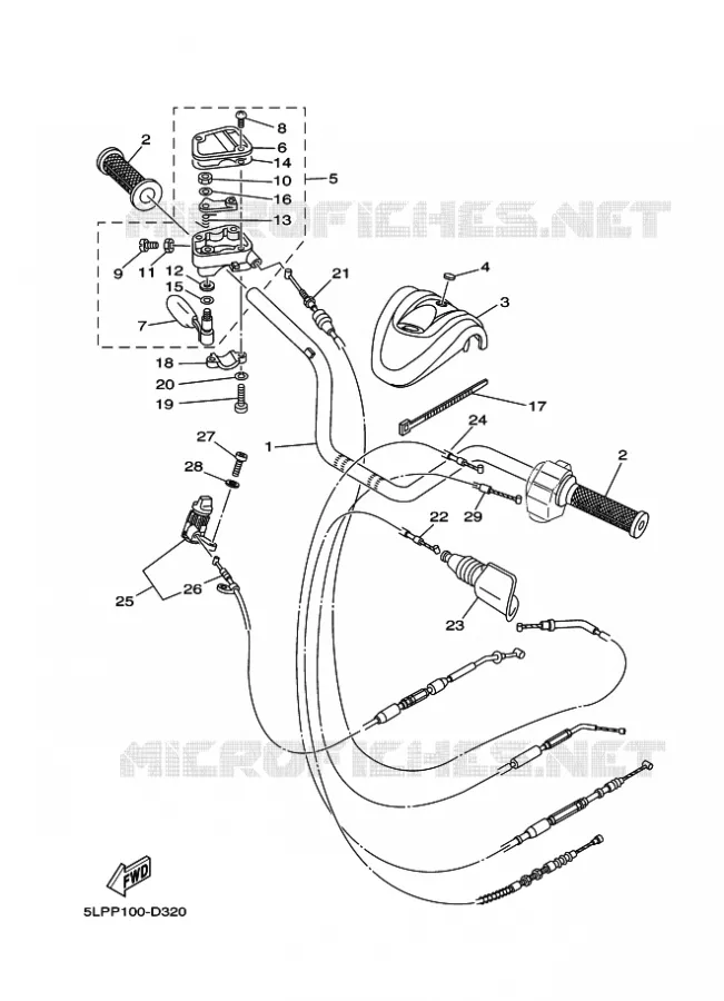 GUIDON ET CABLES Yamaha QUAD 660 2005 RAPTOR  YFM660R YFM660RT