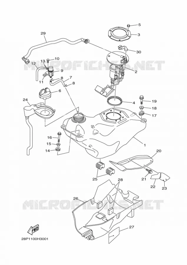 RESERVOIR A ESSENCE Yamaha QUAD 700 2013 GRIZZLY  YFM700FWA YFM7FGD