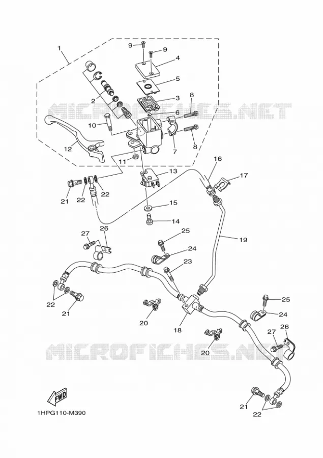 MAITRE CYLINDRE DE FREIN AVANT Yamaha QUAD 700 2013 GRIZZLY  YFM700FWA YFM7FGD