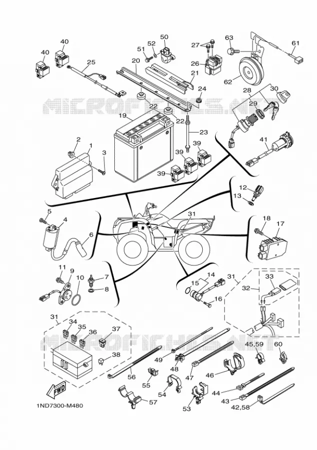 PARTIE ELECTRIQUE 1 Yamaha QUAD 700 2013 GRIZZLY  YFM700FWA YFM7FGD
