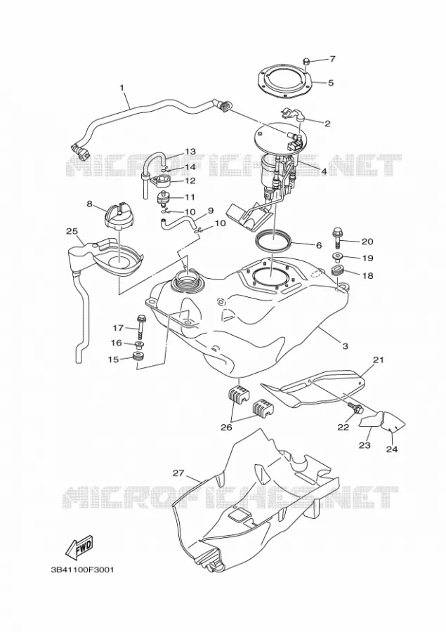 RESERVOIR A ESSENCE Yamaha QUAD 700 2007 GRIZZLY  YFM700FWAD GRIZZLY 700 FI