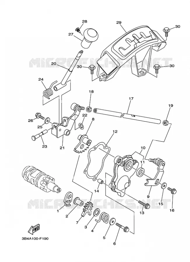 AXE DE SELECTEUR / PEDALE Yamaha QUAD 700 2007 GRIZZLY  YFM700FWAD GRIZZLY 700 FI