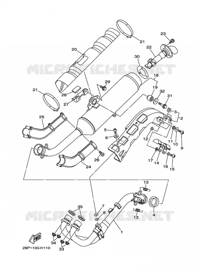 ECHAPPEMENT Yamaha QUAD 700 2010 GRIZZLY  YFM700FWAD
