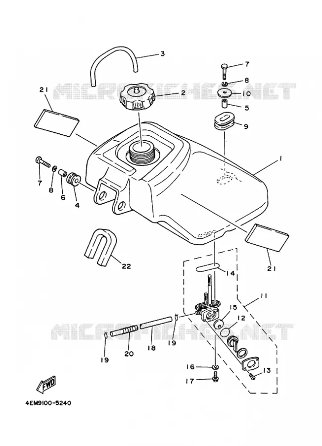 RESERVOIR A ESSENCE Yamaha QUAD 80 2002 RAPTOR  YFM80 YFM80P