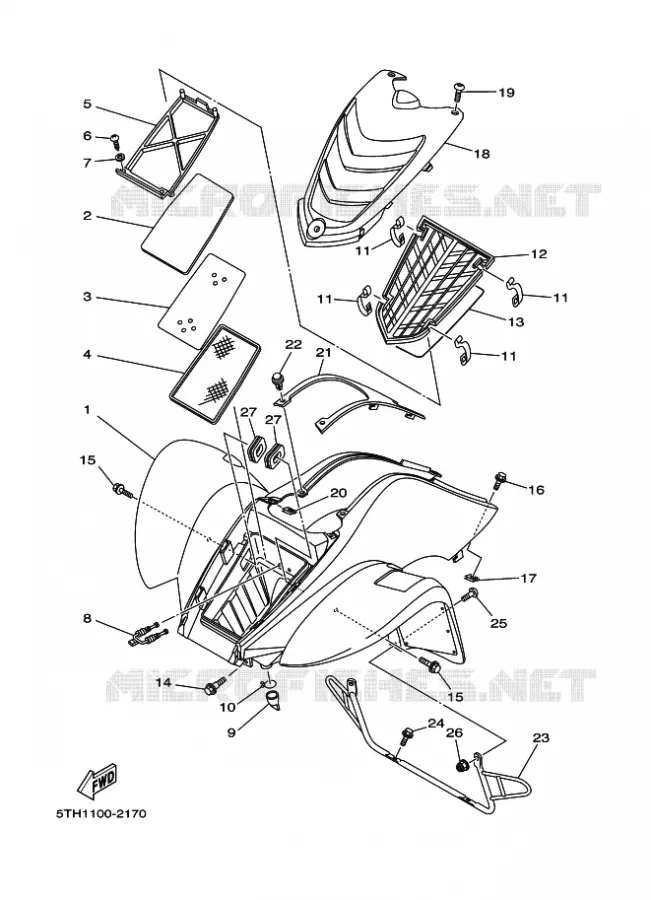 GARDE BOUE AVANT Yamaha QUAD 80 2004 RAPTOR  YFM80W YFM80WS