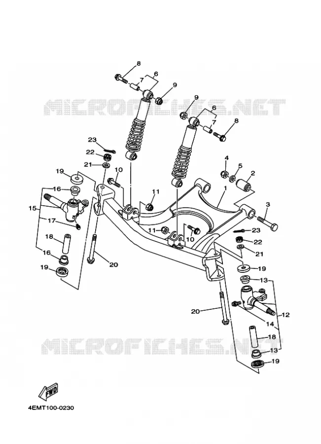 SUSPENSION / ROUE AVANT Yamaha QUAD 80 2004 RAPTOR  YFM80W YFM80WS