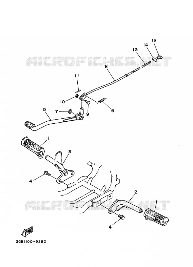 SUPPORT / REPOSE PIEDS Yamaha QUAD 80 2006 RAPTOR  YFM80W YFM80RV