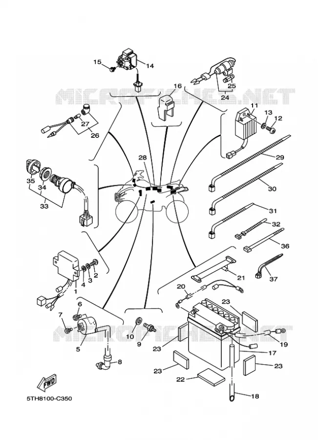 PARTIE ELECTRIQUE 1 Yamaha QUAD 80 2007 RAPTOR  YFM80W YFM80