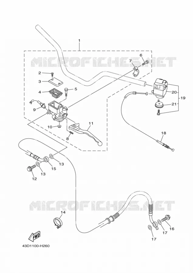 MAITRE CYLINDRE DE FREIN ARRIERE Yamaha QUAD 90 2009 RAPTOR  YFM90R