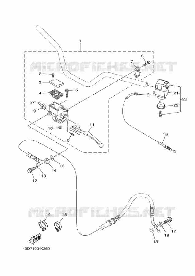 MAITRE CYLINDRE DE FREIN ARRIERE Yamaha QUAD 90 2011 RAPTOR  YFM90R
