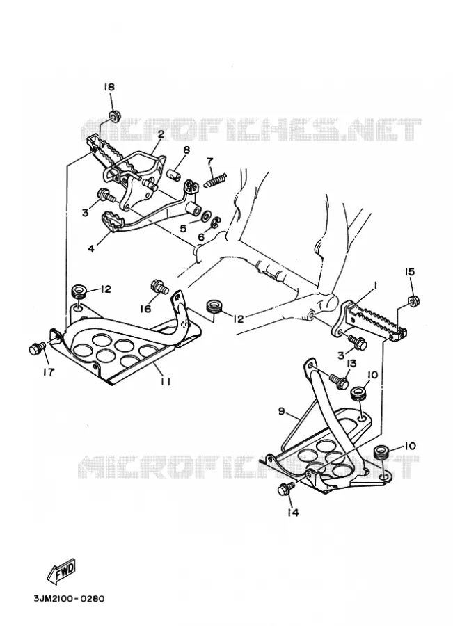 SUPPORT / REPOSE PIEDS Yamaha QUAD 200 1999 BLASTER  YFS200 BLASTER