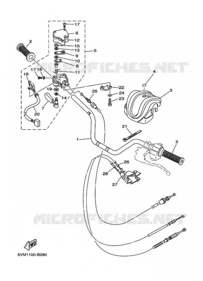 GUIDON ET CABLES Yamaha QUAD 200 2003 BLASTER  YFS200 YFS200R BLASTER