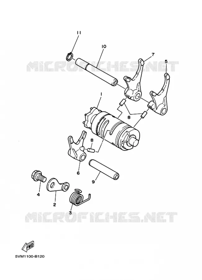 BARILLET DE SELECTION / FOURCHETTES Yamaha QUAD 200 2006 BLASTER  YFS200 YFS200V BLASTER