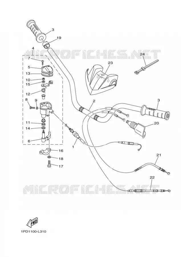 GUIDON ET CABLES Yamaha QUAD 450 2013 YFZ  YFZ450 YFZ450D