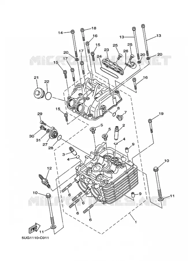 CULASSE Yamaha SIDE BY SIDE 660 2005 RHINO  YXR660F RHINO