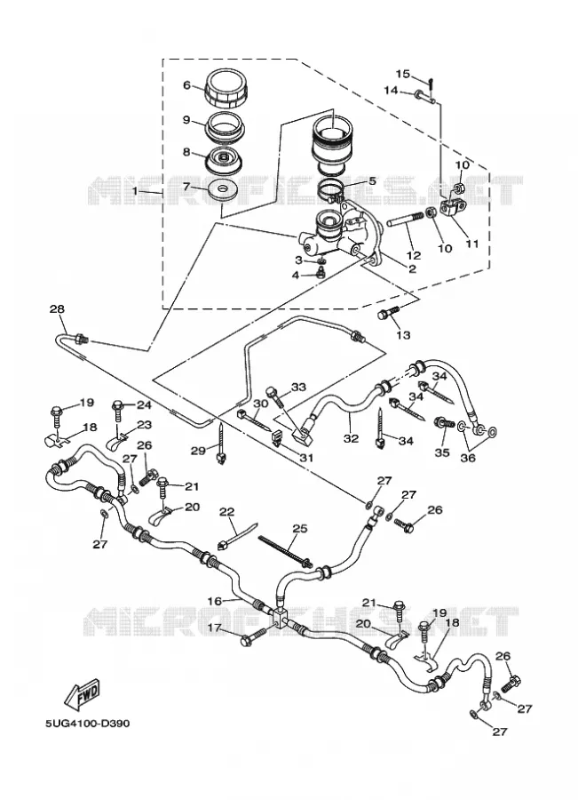 MAITRE CYLINDRE DE FREIN ARRIERE Yamaha SIDE BY SIDE 660 2006 RHINO  YXR660F YXR66FAV RHINO