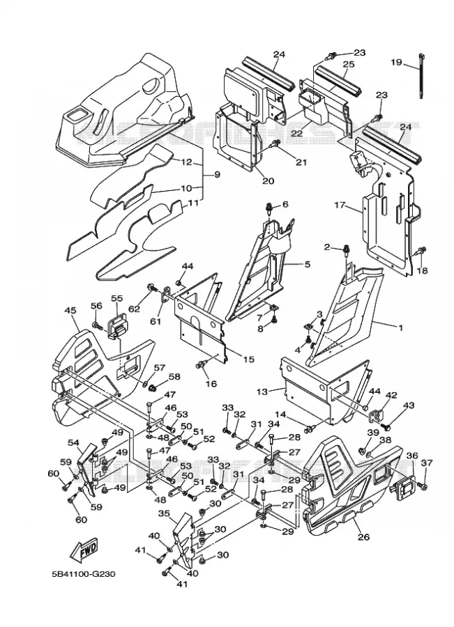 COUVERCLE LATERAL Yamaha SIDE BY SIDE 700 2009 RHINO  YXR700F YXR70FSP2Y RHINO 700 FI