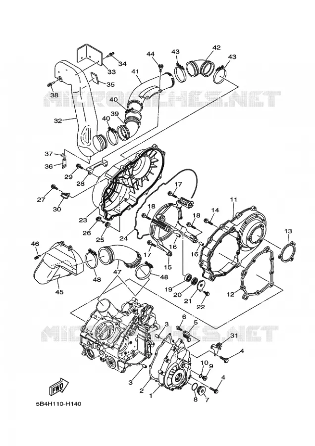 CARTER - MOTEUR 1 Yamaha SIDE BY SIDE 700 2012 RHINO  YXR700F YXR7FSPB