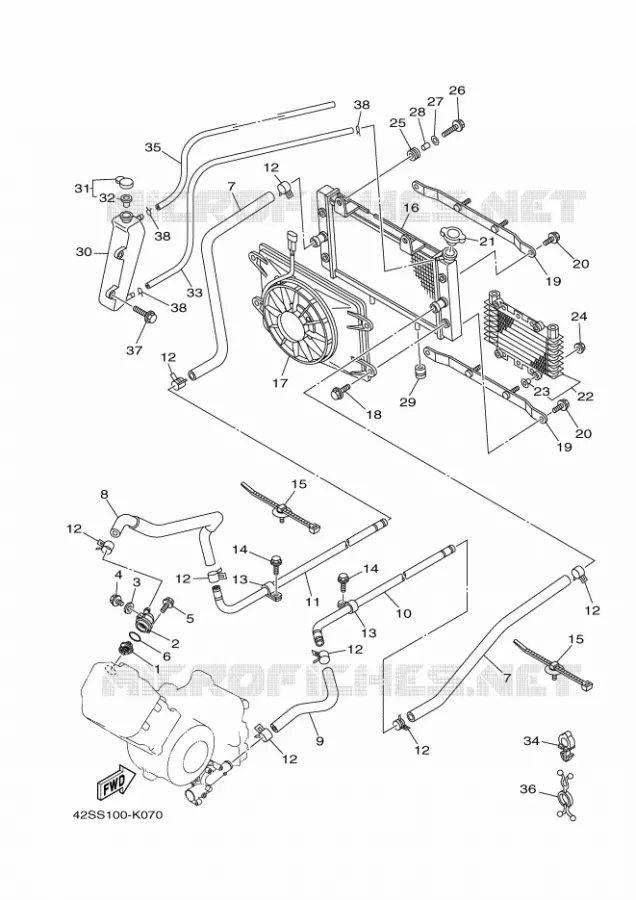 RADIATEUR / DURITES Yamaha SIDE BY SIDE 700 2012 RHINO  YXR700F YXR7FSPB