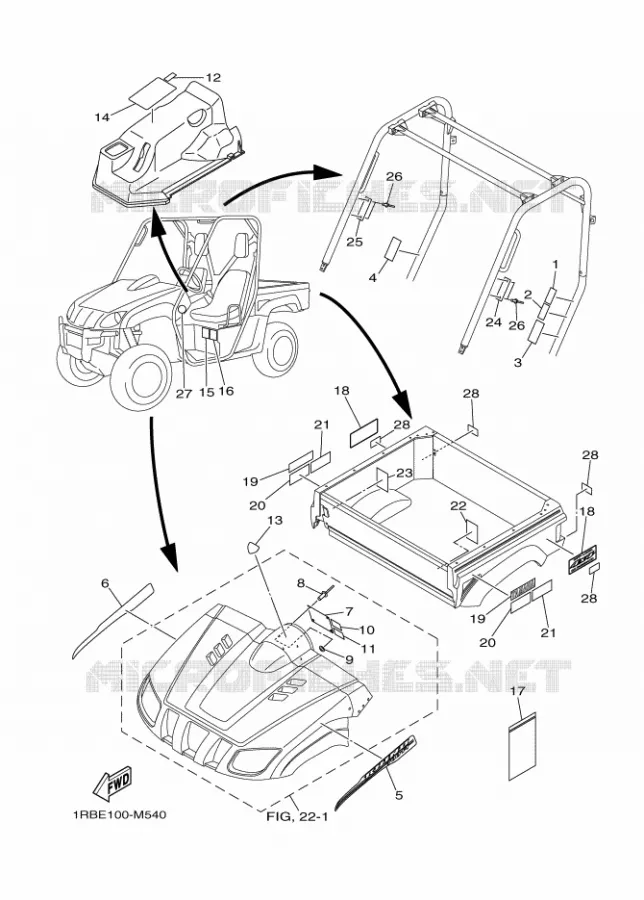 EMBLEME / ETIQUETTE 1 Yamaha SIDE BY SIDE 700 2013 RHINO  YXR700F YXR7FD