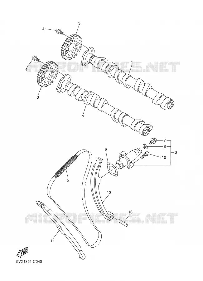 ARBRE A CAMES / CHAINE DE DISTRIBUTION Yamaha MOTO 600 2006 FAZER  FZ6-SS