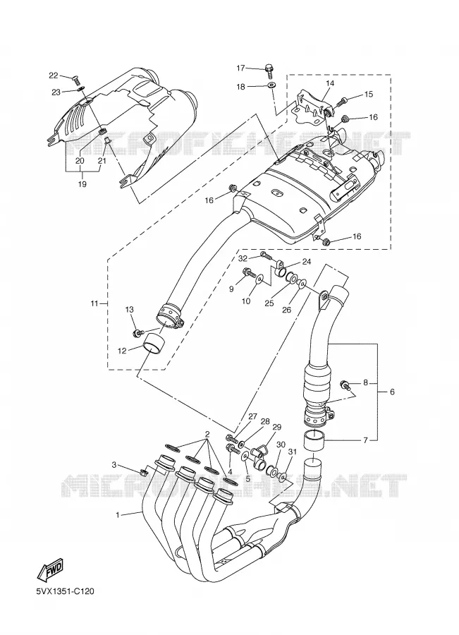 ECHAPPEMENT Yamaha MOTO 600 2006 FAZER  FZ6-SS