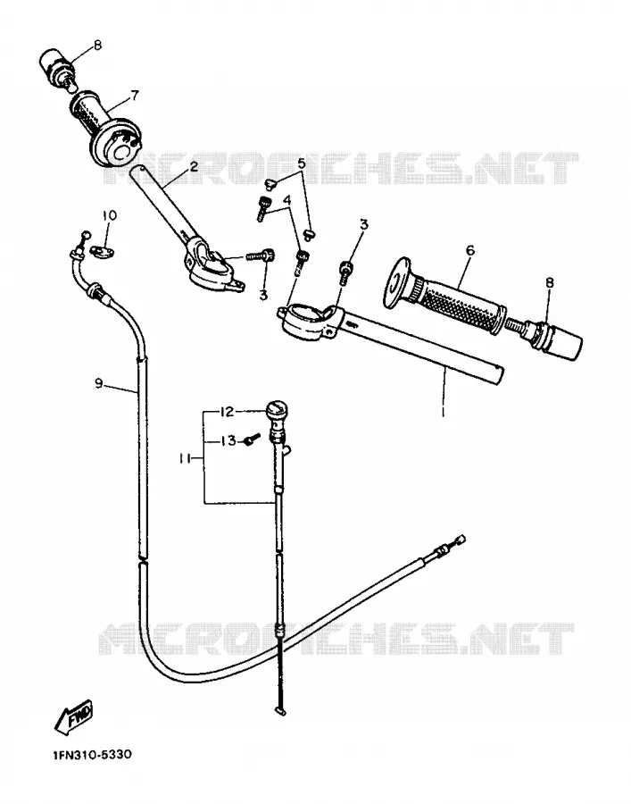 GUIDON ET CABLES Yamaha MOTO 750 1987 FZ  FZ750