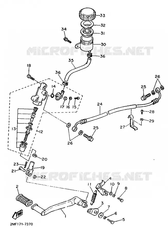 MAITRE CYLINDRE DE FREIN ARRIERE Yamaha MOTO 750 1987 FZ  FZ750