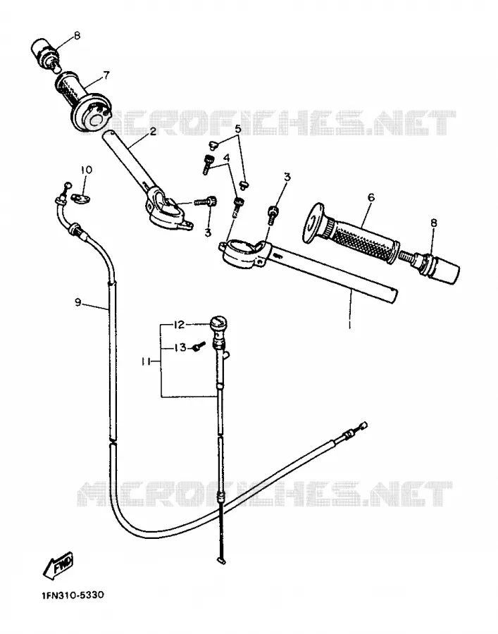 GUIDON ET CABLES Yamaha MOTO 750 1987 FZ  FZ750