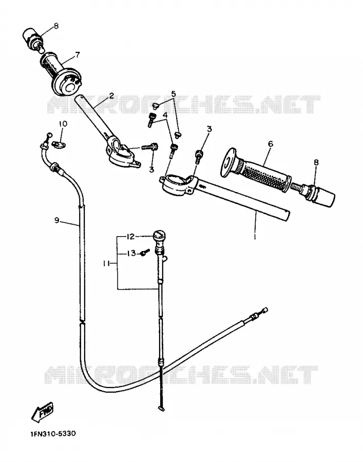 GUIDON ET CABLES Yamaha MOTO 750 1987 FZ  FZ750
